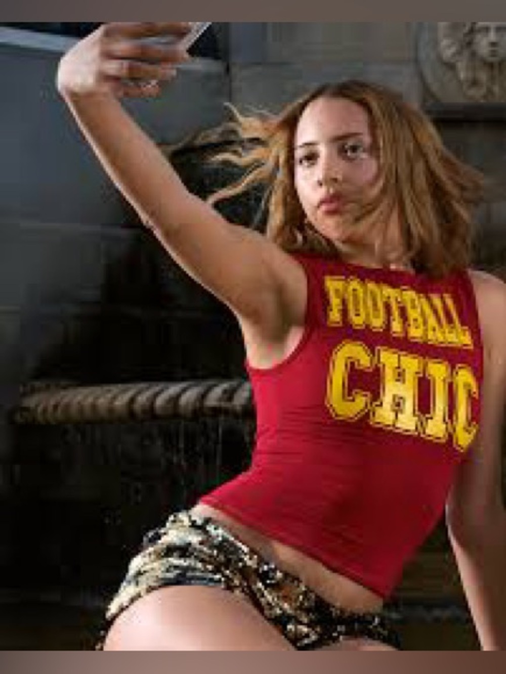 omighty Red 'Football Chic' Graphic Crop Tank
